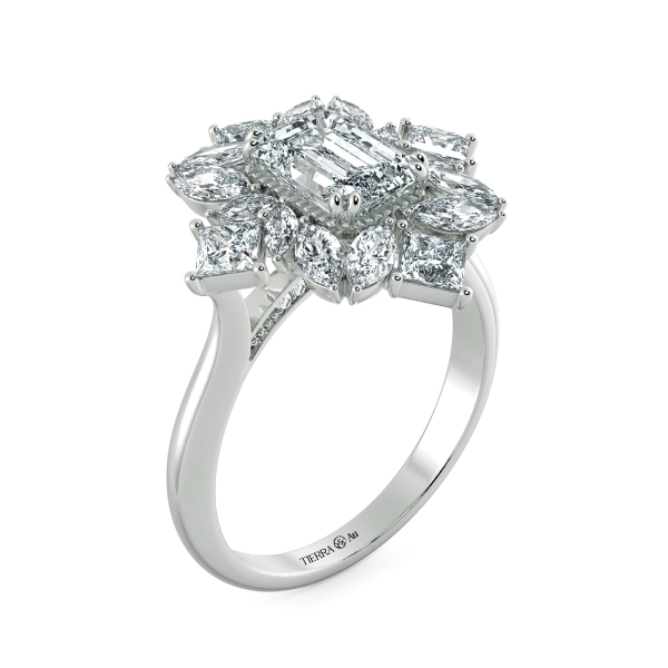 Nhẫn Kim Cương Emerald kết hợp Fancy Halo NKC8210 4